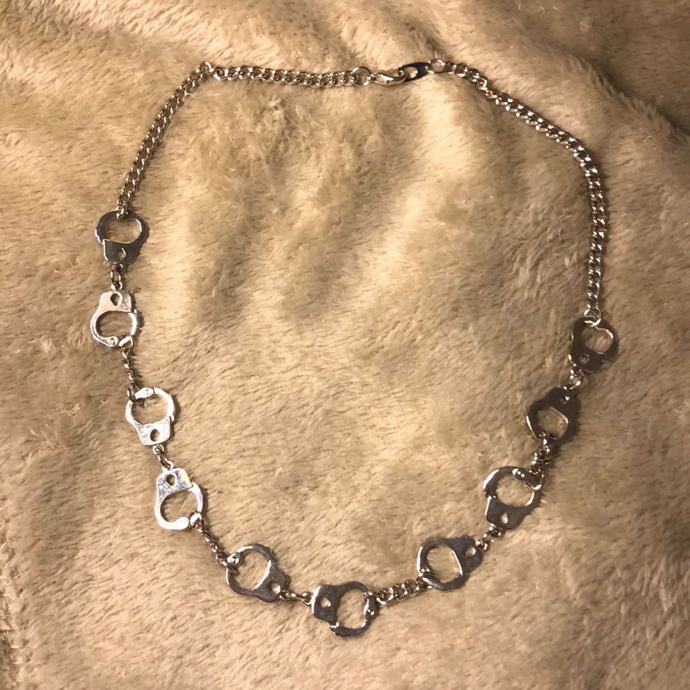 Silver handcuff necklace